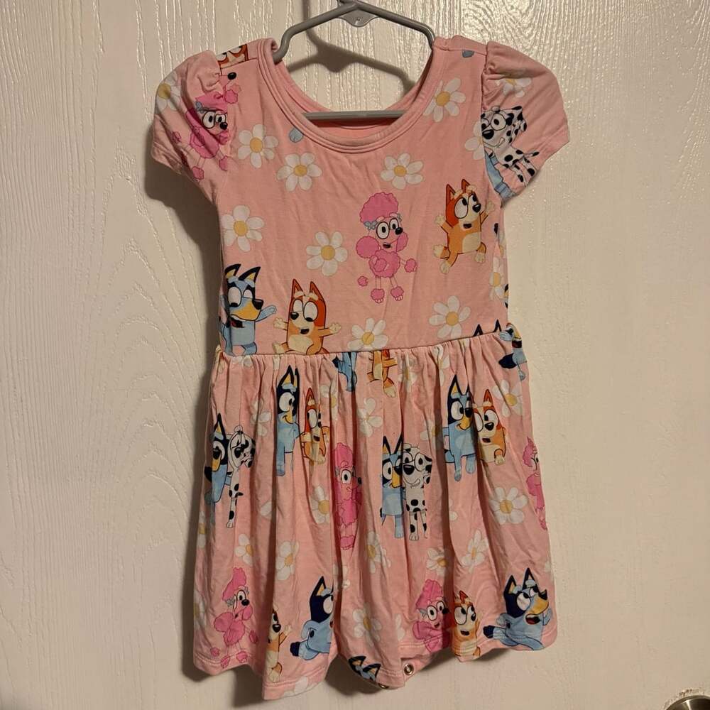 Little Sleepies Bluey Play Collection Pink Garden Games Skater Bodysuit Dress 18